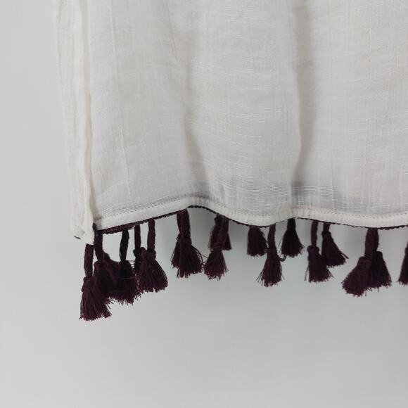 Kona Sol Cover Up Plum Purple Tassel Trim Boho Embroidered M - Picture 8 of 16